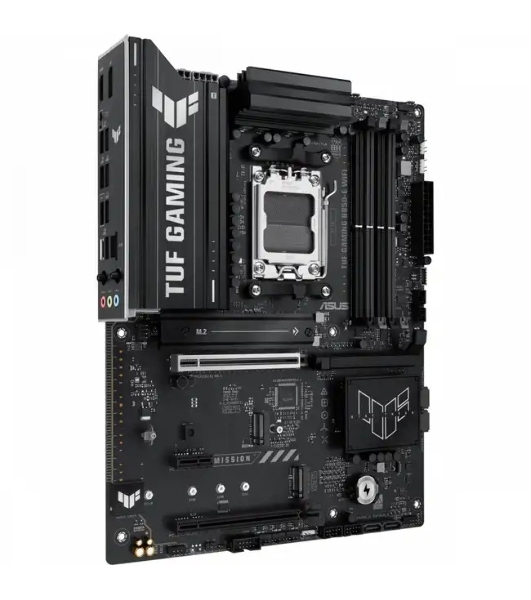 Материнская плата ASUS TUF Gaming B850-E WiFi, AM5, AMD B850, 4xDDR5, 4xSATA, 3xM.2, 1xPCIe 5.0 x16, 1xPCIe 4.0 x16, 1xPCIe x1, 1xDP, 1xHDMI, 2xUSB-C (1x10Gbps, 1x20Gbps), 3xUSB-A 5Gbps, 3xUSB-A 2.0, 1x2.5Gb LAN, Wi-Fi 6E, Bluetooth 5.3, 3x3.5 мм, 7.1, ATX