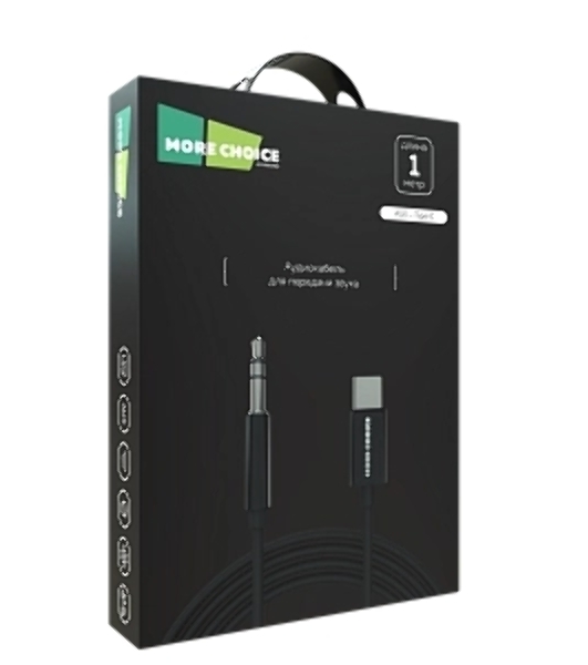 Кабель аудио MORE CHOICE (4610196409844) UK28a AUX 3.5мм Type-C 1м, черный