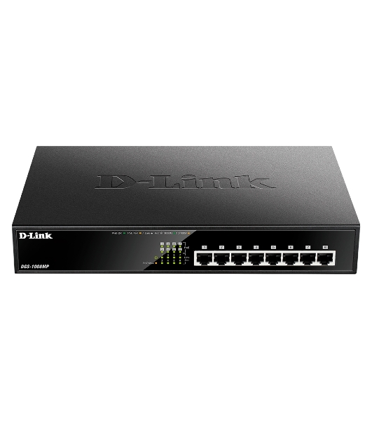 Коммутатор D-Link DGS-1008MP/B1A, 8×1 Гбит/с, неуправляемый