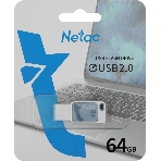 Флешка USB Netac UA31 NT03UA31N-064G-20BL), 64Gb, USB 2.0, R/W 110/45, синий/белый, фото2