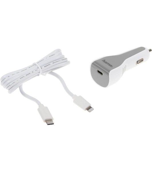Комплект зарядное устройство Hama H-183317 3A PD для Apple кабель Apple Lightning/Type-C белый