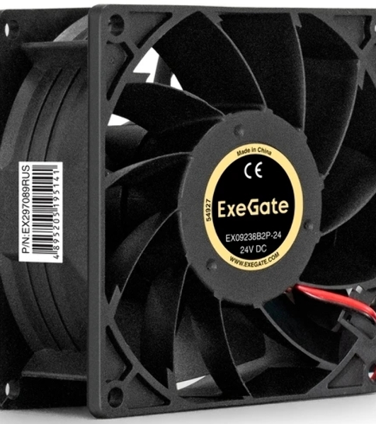 Вентилятор корпусной ExeGate EX09238B2P-24, 92 мм, 5000 об/мин, 56 дБ, 2-pin, без подсветки