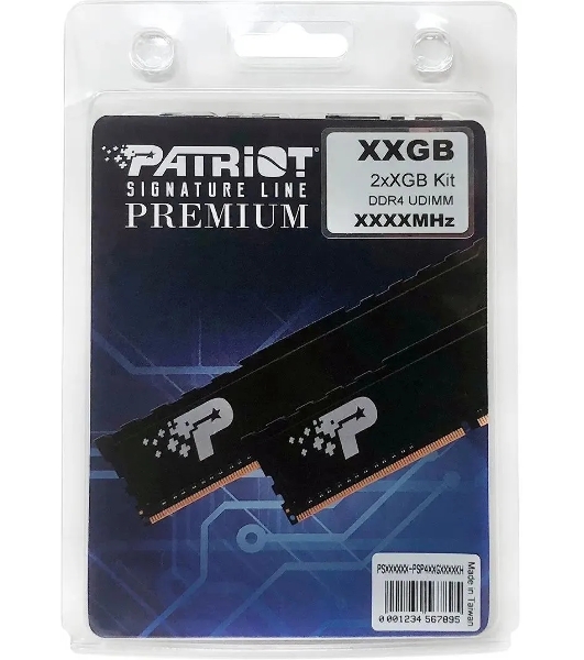 Оперативная память Patriot Signature, DDR4, 16GB (2x8 GB), 3200 MHz, CL22, DIMM, радиатор, черный