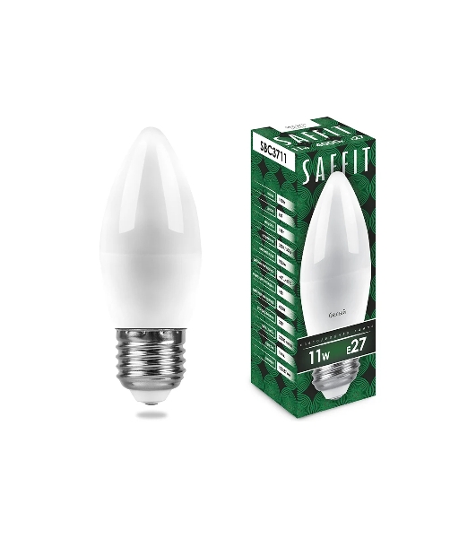 Лампа светодиодная SAFFIT SBC3711 (55135) 11Вт Е27 белый матовая свеча