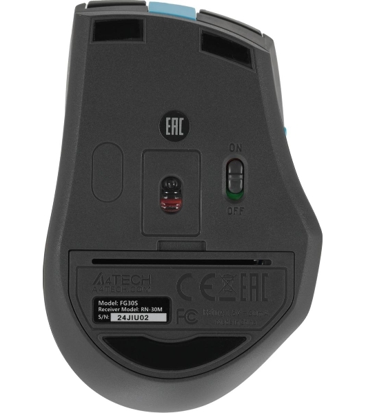 Мышь беспроводная A4Tech Fstyler FG30S серый/синий, 2000 dpi, радиоканал, USB, кнопки - 5