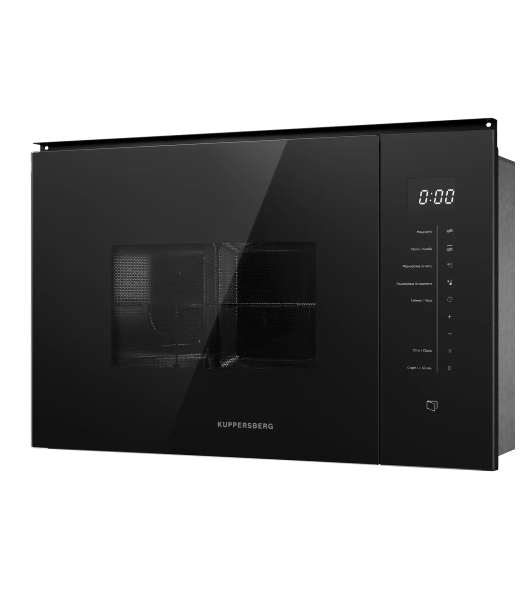 Встраиваемая микроволновая печь Kuppersberg HMW 651 B, High-Tech, 25 л, мощность 900 Вт, кварцевый гриль, поворотный стол, 5 уровней мощности, 8 автоматических программ, размораживание, сенсорное управление, дисплей, черный