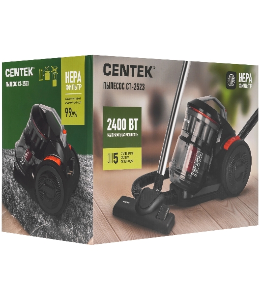 Пылесос Centek CT-2523 черный/красный, 420/2400 Вт, уборка сухая, пылесборник контейнер 3.5 л