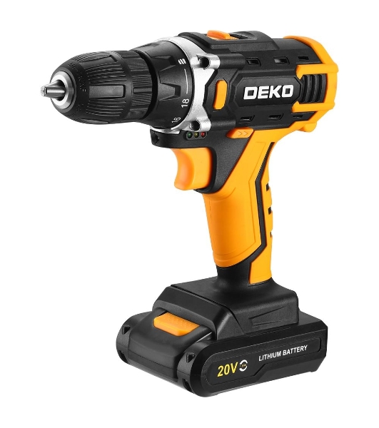 Дрель-шуруповерт Deko Banger 20V ONE+, 20 В, 1,5 Ач, 42 Нм, щеточный