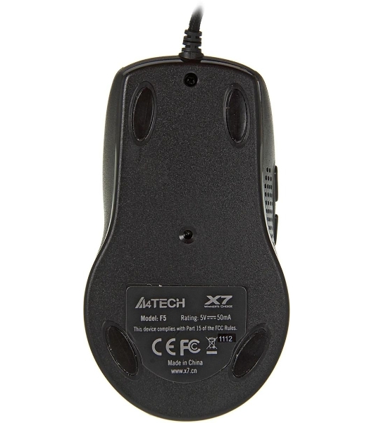 Мышь проводная A4Tech F5 черный, 3000 dpi, USB, кнопки - 7