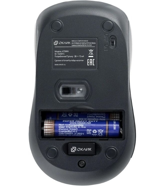 Мышь беспроводная Oklick 675MW черный, 800 dpi, радиоканал, USB, кнопки - 3
