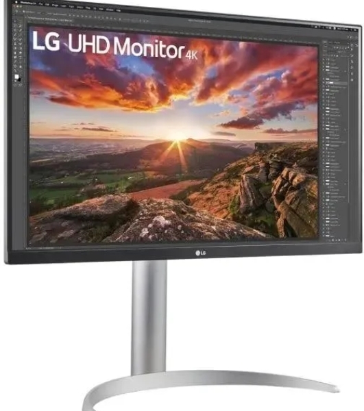 Монитор 27' LG UltraFine 27UP850K-W IPS 3840x2160, 60 Гц, 5 мс, 16:9, 400 кд/м², 2xHDMI 2.0, DP 1.4, USB-C, USB Hub (2x USB 3.0), 3.5 Jack, FreeSync, черный/серебристый