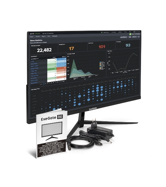 Монитор 27' ExeGate SuperView EH2707 IPS 1920x1080, 100 Гц, 5 мс, 16:9, 250 кд/м², HDMI 1.4, VGA, FreeSync, черный