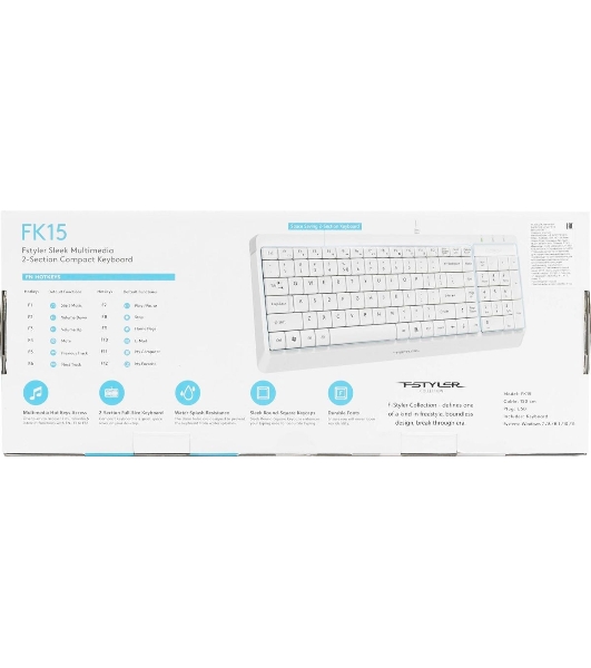 Клавиатура проводная A4Tech Fstyler FK15, USB, белый