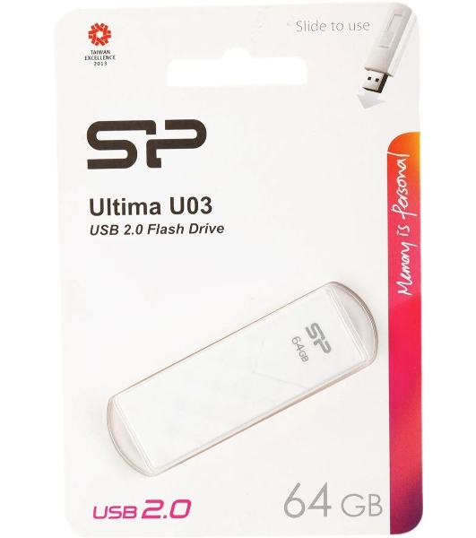 Флешка USB Silicon Power USB 64Gb Ultima U03 SP064Gb,UF2U03V1W USB 2.0, белый