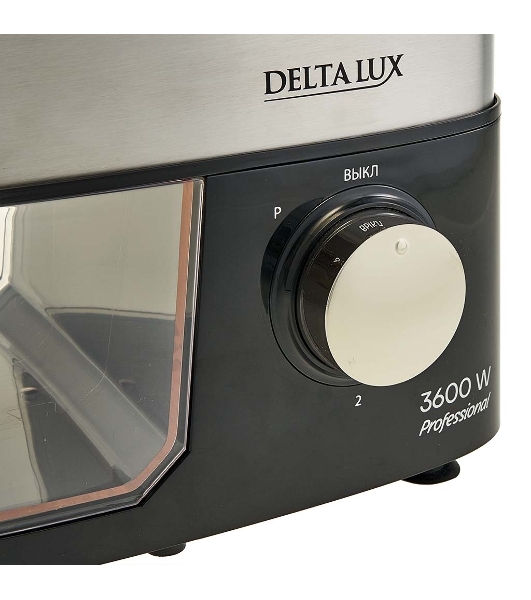 Мясорубка электрическая DELTA LUX DE-602M черный, 3600 Вт, 2.5 кг/мин, реверс, защита от перегрузки, насадки - 5