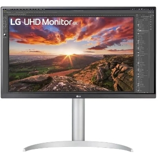 Монитор 27' LG UltraFine 27UP850K-W IPS 3840x2160, 60 Гц, 5 мс, 16:9, 400 кд/м², 2xHDMI 2.0, DP 1.4, USB-C, USB Hub (2x USB 3.0), 3.5 Jack, FreeSync, черный/серебристый
