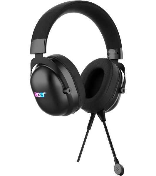 Гарнитура Acer AHW122 чёрный, проводная, USB, подсветка