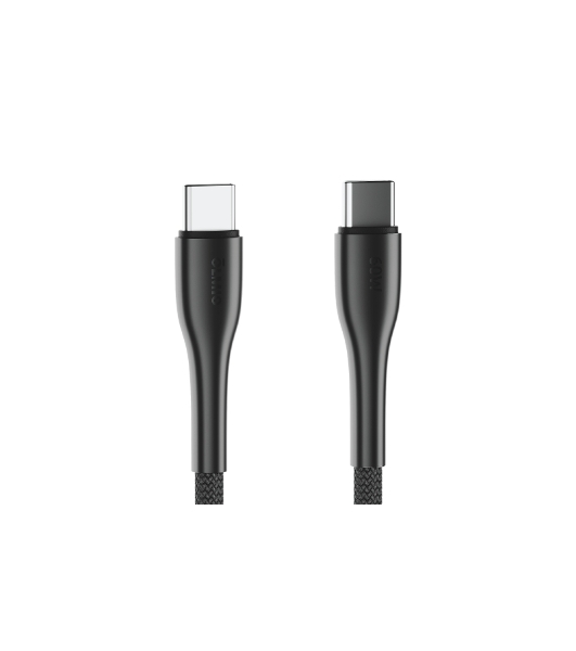 Кабель OLMIO STYLE, Type-C - Type-C, 60W, 1.2м, тканевая оплетка, черный