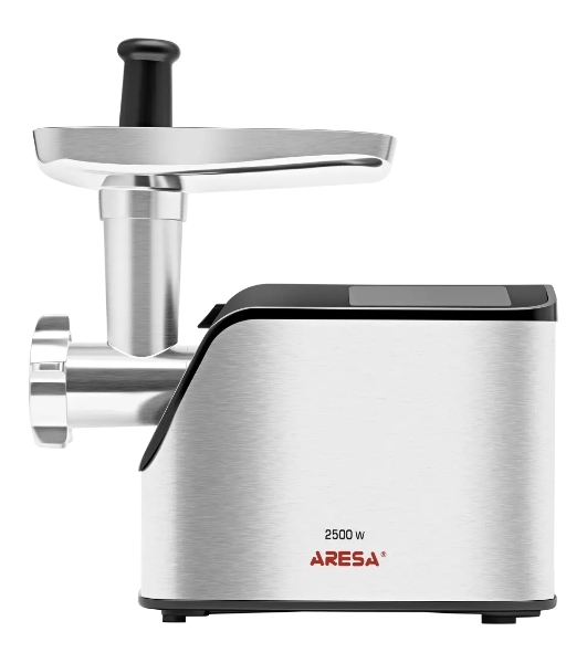 Мясорубка электрическая ARESA AR-2107 серебристый, 2500 Вт, 2.8 кг/мин, реверс, защита от перегрузки, насадки - 5