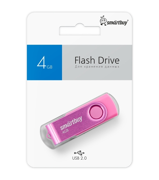 Флешка USB Smartbuy R/W Twist Pink (SB004 Gb2TWP), 4 Gb, USB 2.0, R/W 10/7, розовый
