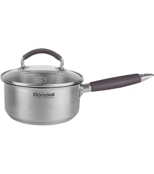 Ковш Rondell Akzent RDS-1386, 1.3 л, с крышкой, стальной
