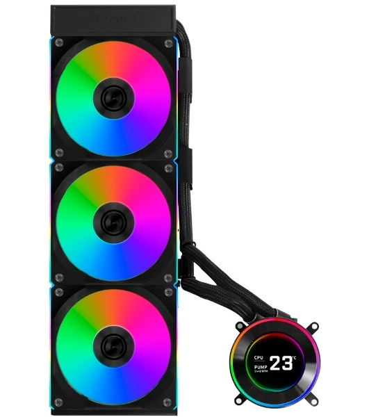 Система жидкостного охлаждения Lian Li HydroShift II LCD-C 360CL Black, 360 мм, 3x120 мм, 200-2600 об/мин, 31 дБ, 4-pin PWM, ЖК-дисплей, ARGB, черный