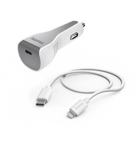 Комплект зарядное устройство Hama H-183317 3A PD для Apple кабель Apple Lightning/Type-C белый