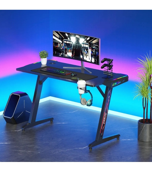Стол игровой Cactus CS-GTZ-BK-RGb столешница ДСП, черный каркас черный