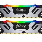 Оперативная память Kingston Fury Renegade, DDR5, 96Gb (2x48Gb), 6400MHz, CL32, DIMM, с радиатором, RGb, серебристый, фото 1