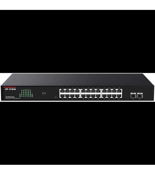 Коммутатор управляемый IP-COM G2226F, 24x1 Гбит/с, SFP 2x1 Гбит/с, черный