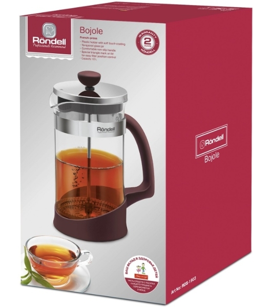 Френч-пресс Rondell Bojole RDS-1903 1 л бордовый