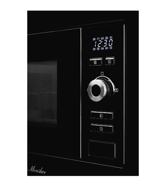 Встраиваемая микроволновая печь Monsher MMH 201 B, 59.3х38.5х31.3 см, мощность микроволновой печи 800-1250 Вт, мощность гриля 1000 Вт, 5 уровней мощности, электронное управление, многофункциональный дисплей, режим Микроволны/Гриль/Комби, автоменю8 программ, блокировка от детей, быстрый пуск, Принадлежности: высокая решетка для гриля, поворотный стол 245 мм, объем 20 л, : черный/стекло