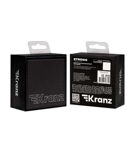 Выключатель Kranz STRONG 1 кл проходной (переключатель) 10А с/у графит