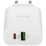 Блок питания (сетевой адаптер) HOCO C80A Rapido PD+QC3.0, 20W два порта (1хUSB-A, 1хType-C), белый, фото4