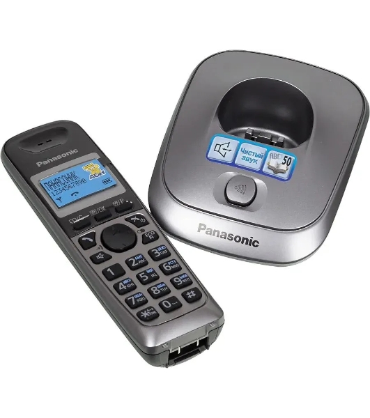 Телефон беспроводной (DECT) Panasonic KX-TG2511RUM (металик) АОН, Caller ID,спикерфон на трубке,переход в Эко режим одним нажатием