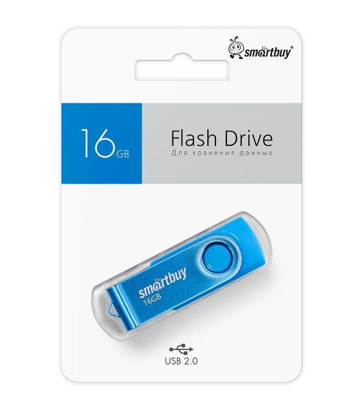 Флешка USB Smartbuy Twist Blue (SB016Gb2TWB), 16Gb, USB 2.0, R/W 15/10, синий