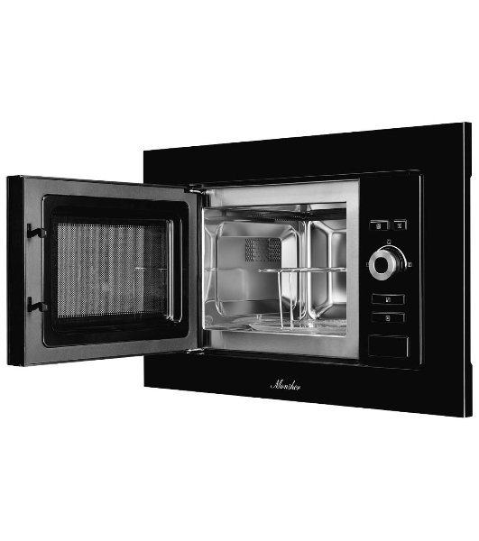 Встраиваемая микроволновая печь Monsher MMH 201 B, 59.3х38.5х31.3 см, мощность микроволновой печи 800-1250 Вт, мощность гриля 1000 Вт, 5 уровней мощности, электронное управление, многофункциональный дисплей, режим Микроволны/Гриль/Комби, автоменю8 программ, блокировка от детей, быстрый пуск, Принадлежности: высокая решетка для гриля, поворотный стол 245 мм, объем 20 л, : черный/стекло