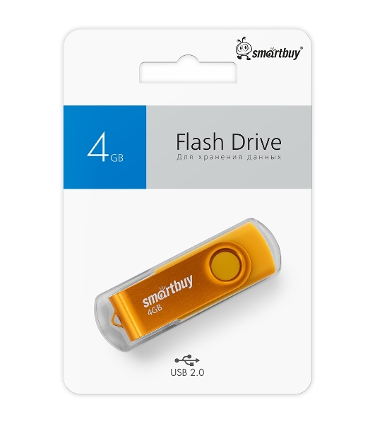 Флешка USB Smartbuy Twist Yellow (SB004 Gb2TWY), 4 Gb, USB 2.0, R/W 10/7, желтый