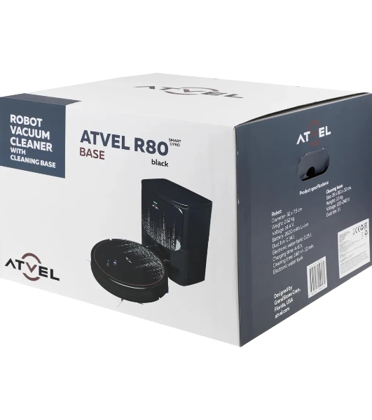 Робот-пылесос Atvel R80 Base черный, 2600 мА*ч Li-Ion, уборка влажная/сухая, пылесборник контейнер 0.34 л
