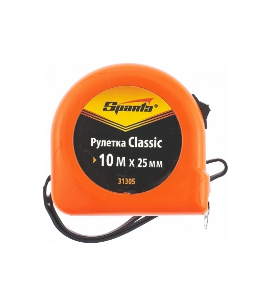 Рулетка Sparta Classic, 10 м х 25 мм, пластиковый корпус