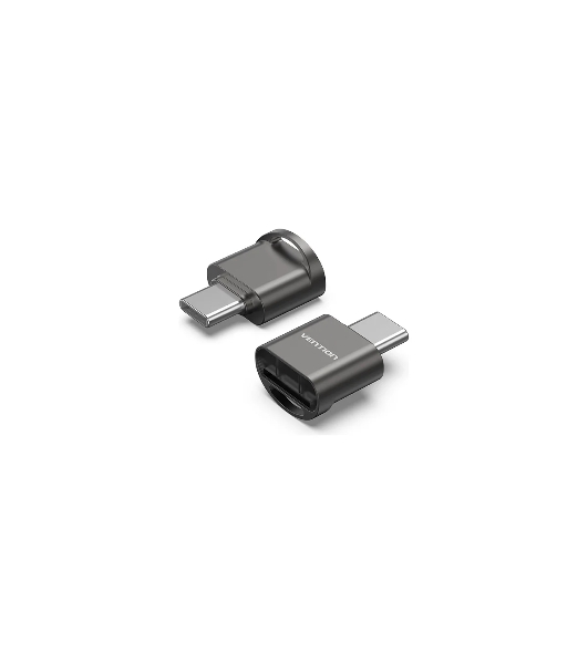 Кард-ридер Vention CLMH0/серый/OTG USB 2.0 CM/MicroSD/USB Type-C/металл