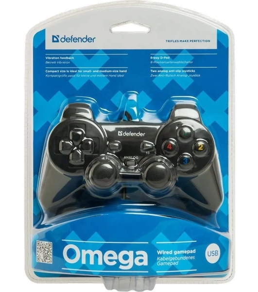 Геймпад Defender Omega USB, Проводной геймпад, 12 кнопок, 2 стика