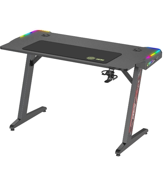 Стол игровой Cactus CS-GTZ-BK-RGb столешница ДСП, черный каркас черный
