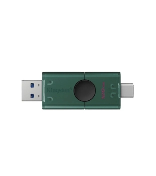 Флешка USB Kingston DataTraveler Duo (DTDEG2/128Gb), 128Gb, USB 3.2/Type-C, R/W 100/60, зеленая