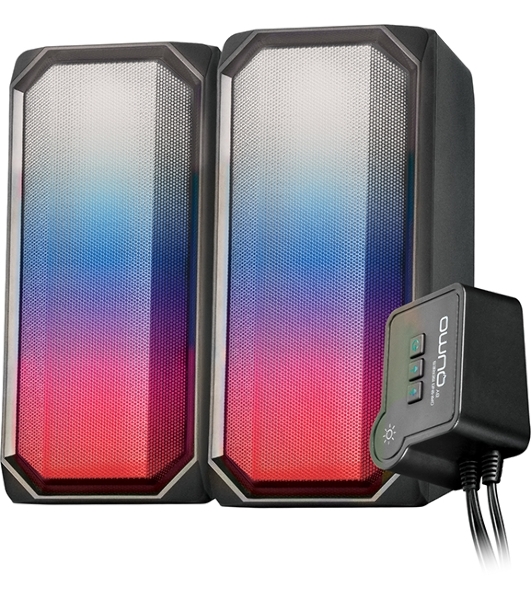 Акустическая система RGb 2.0 + Bluetooth, Qumo Charisma (ВТ 0054), 15ВТ, объемное звучание, отключаемая многорежимная RGb подсветка, USB+Jack 3,5мм