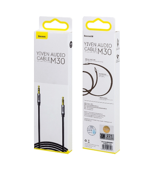 Кабель Baseus CAM30-CS1 Yiven Audio Cable M30 AUX 3.5мм (M) to AUX 3.5мм (M) 1.5m Silver+Black
