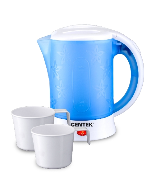 Электрочайник Centek CT-0054 синий, 0.6 л, 650 Вт, скрытый нагревательный элемент