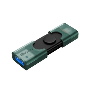 Флешка USB Kingston DataTraveler Duo (DTDEG2/128Gb), 128Gb, USB 3.2/Type-C, R/W 100/60, зеленая