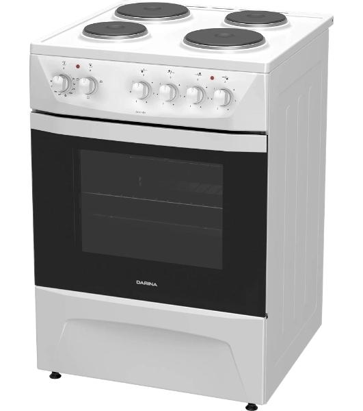 Плита электрическая Darina 1D EM 141 404 W белый/черный, конфорок 4 шт, духовка 50 л, 60 см x 85 см x 60 см