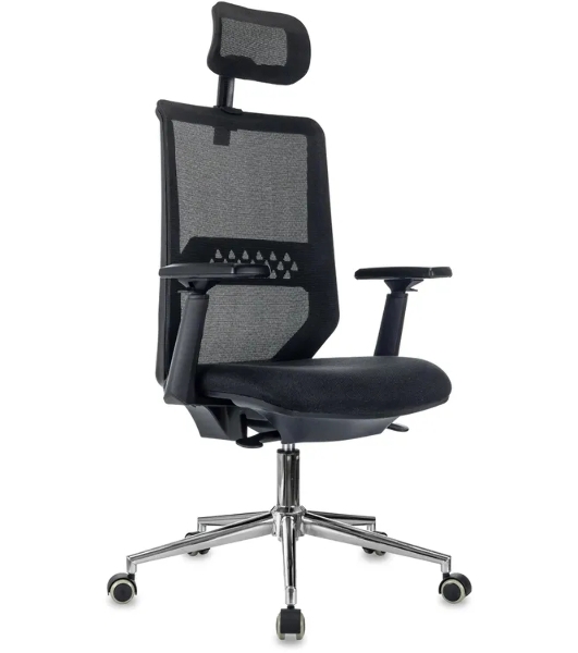 Кресло эргономичное Бюрократ MC-612N-H черный TW SQU BL сетка/ткань с подголов. крестов. металл хром